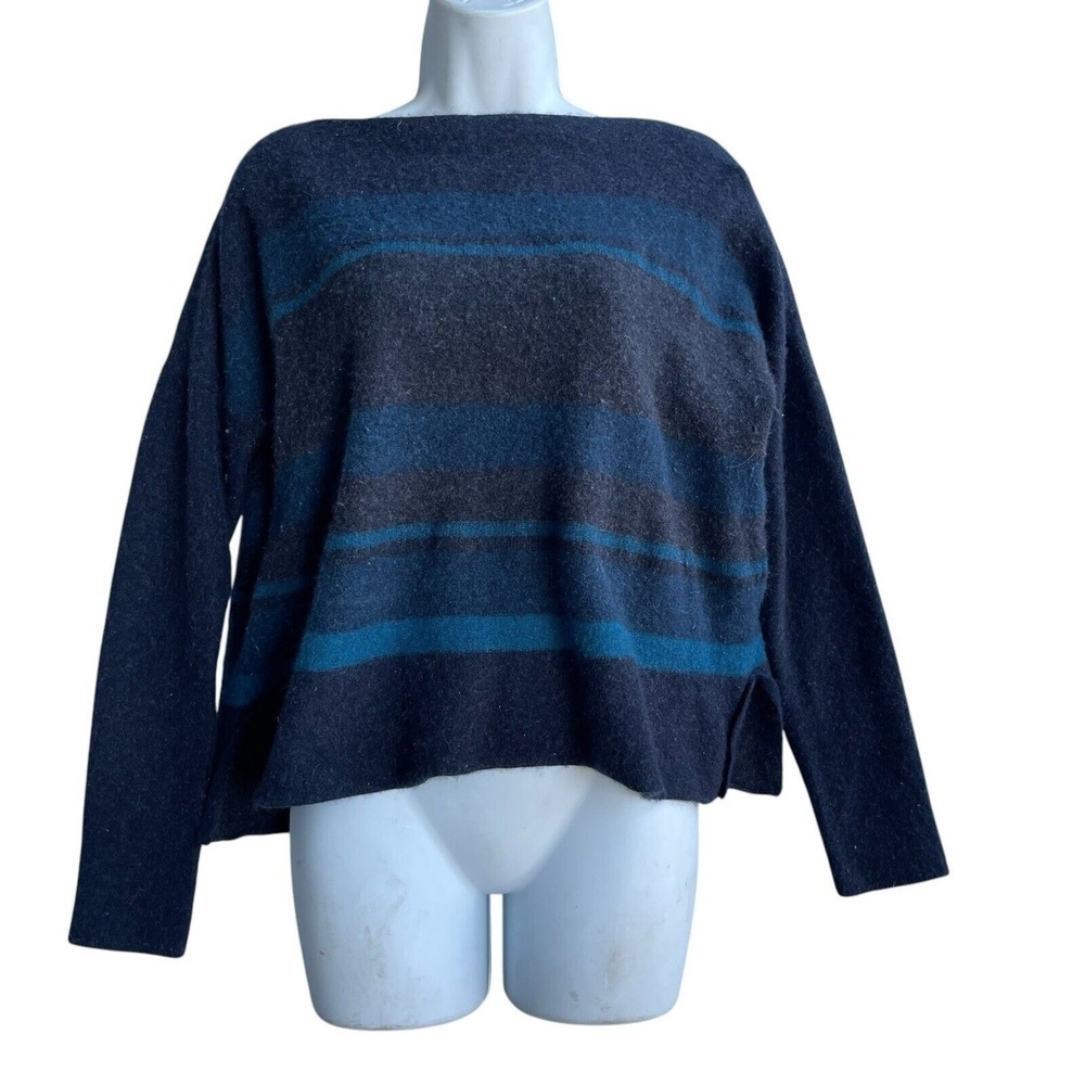 Vince Wool Cashmere Blend Womens Pullover Sweater Size M Blue Striped